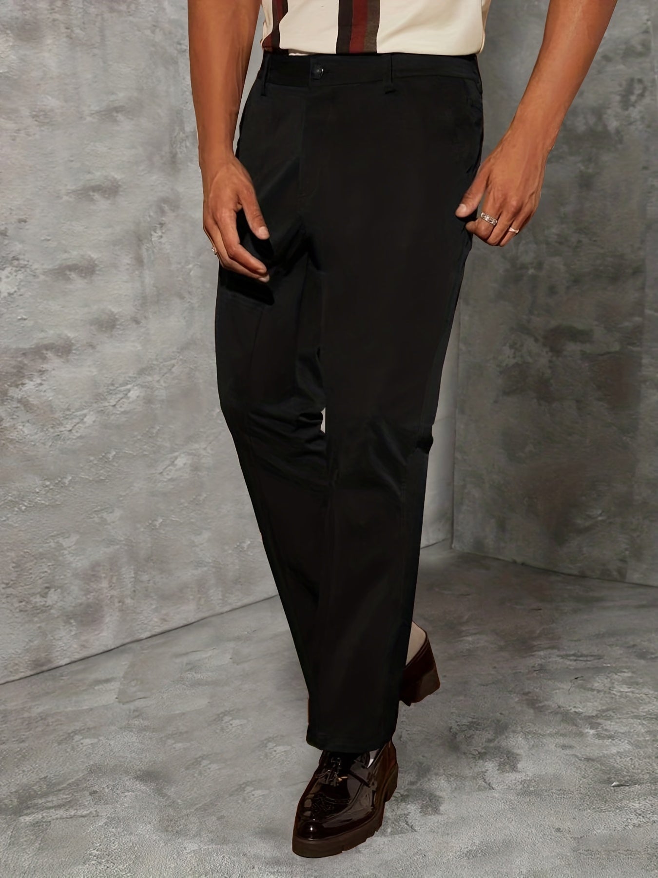 Men's Plus Size Casual Business Solid Polyester Pants