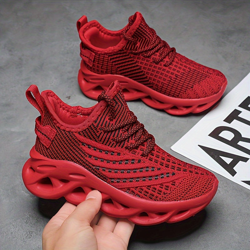 Kids Mesh Sneakers for Running and Tennis Lightweight Breathable Black Low-Top