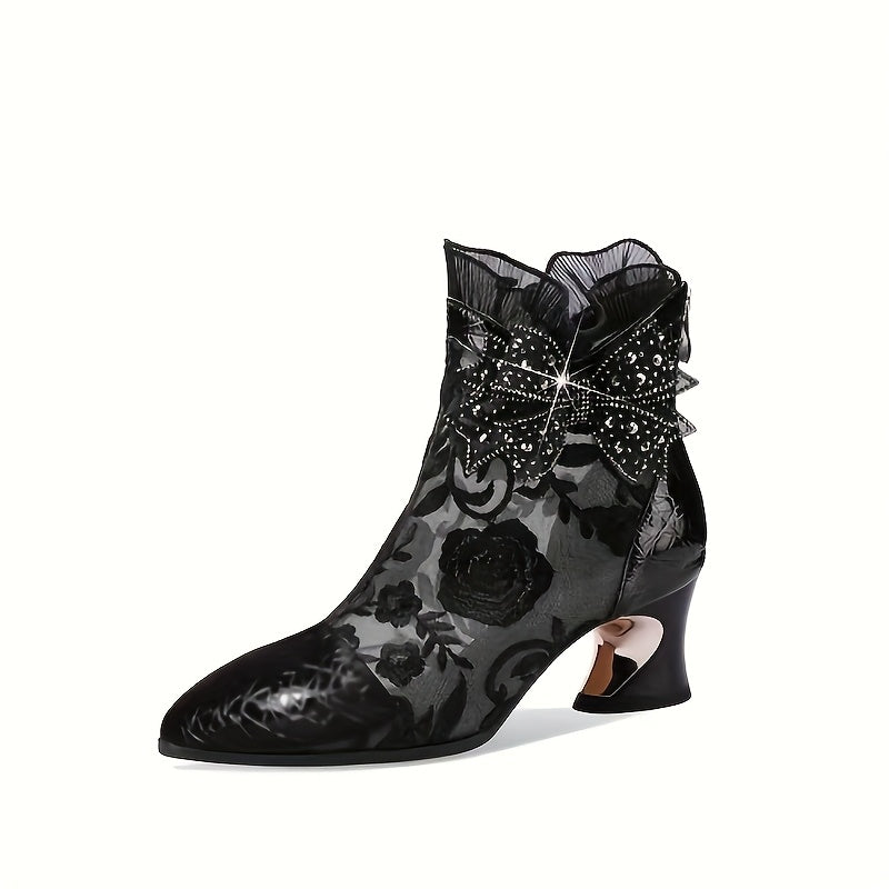 Women's Mesh Lace-Up Chunky Block Heel Sandals for Spring and Autumn