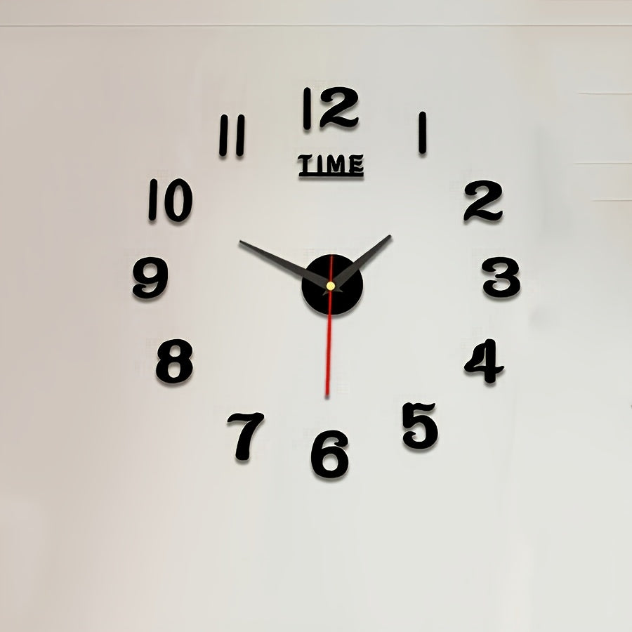 36V Battery Operated Wall Clock Sticker Acrylic Black Modern Silent Home Decor