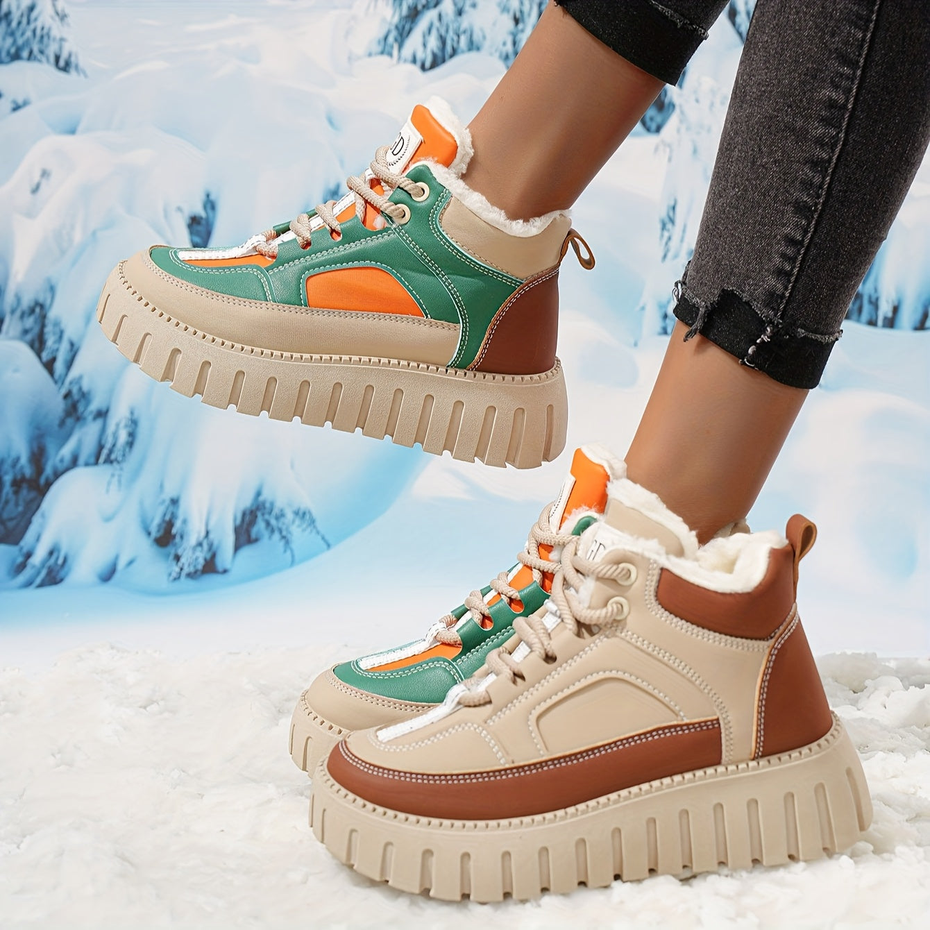 Women’s Winter Snow Boots with Thick Platform Non-Slip Rubber Sole