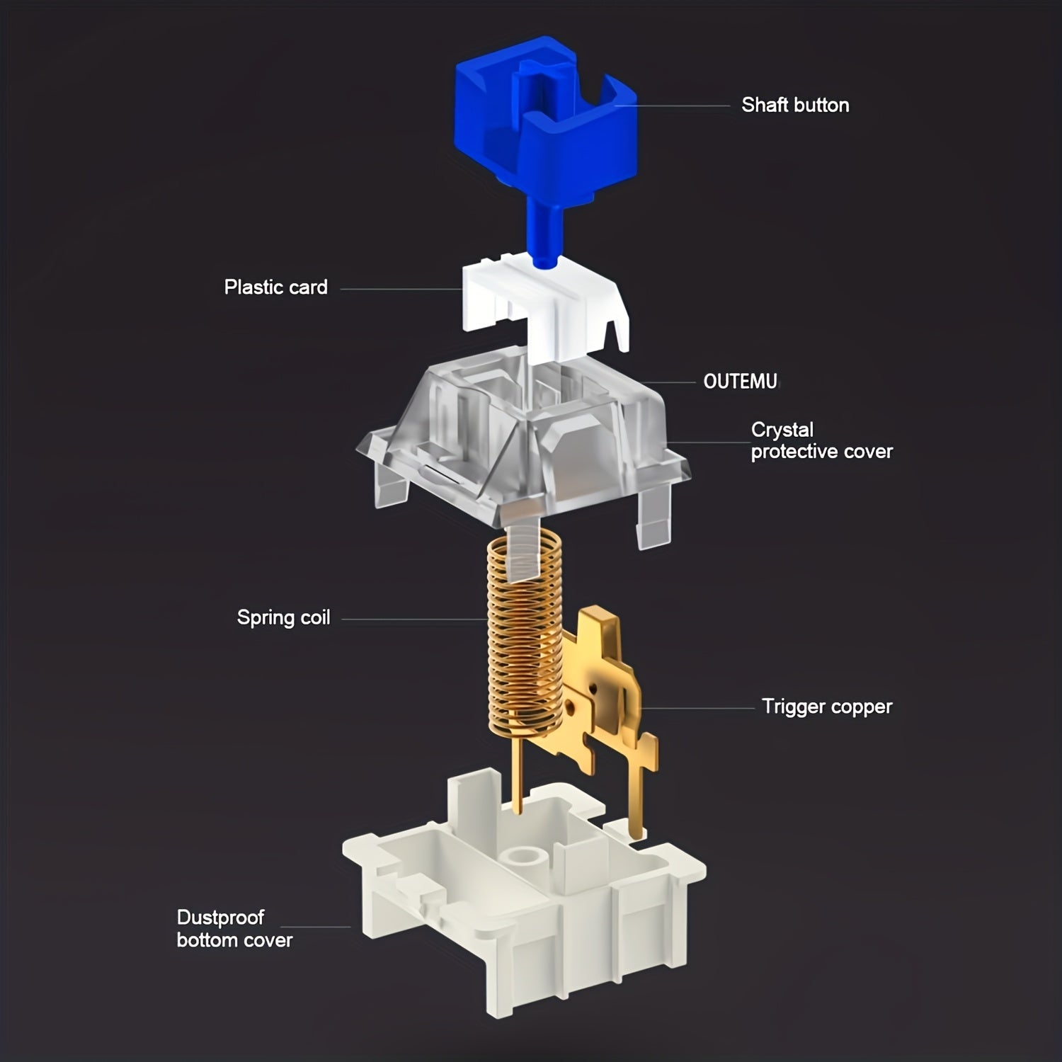 35 Straight Touch Mechanical Keyboard Switches 3 Pin 5 Pin Straight Axis