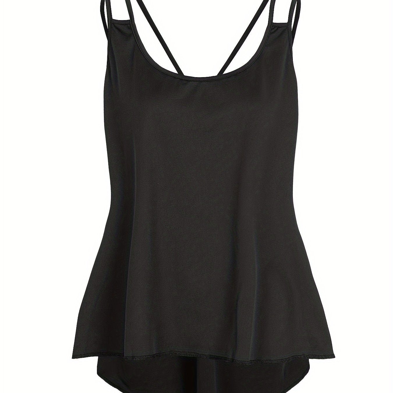 Women's Plus Size Casual Solid Slight Stretch Cut Out Back Tank Top