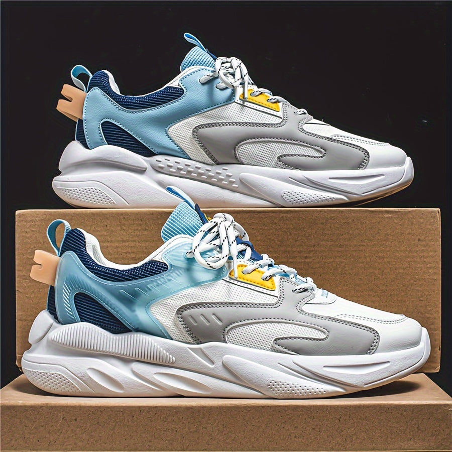 Men's Low Top Running Shoes with Shock Absorption and Color Matching Laces