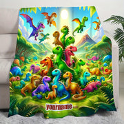 Dinosaur Print Flannel Fleece Blanket for Kids and Adults Soft Cozy Bed Throw