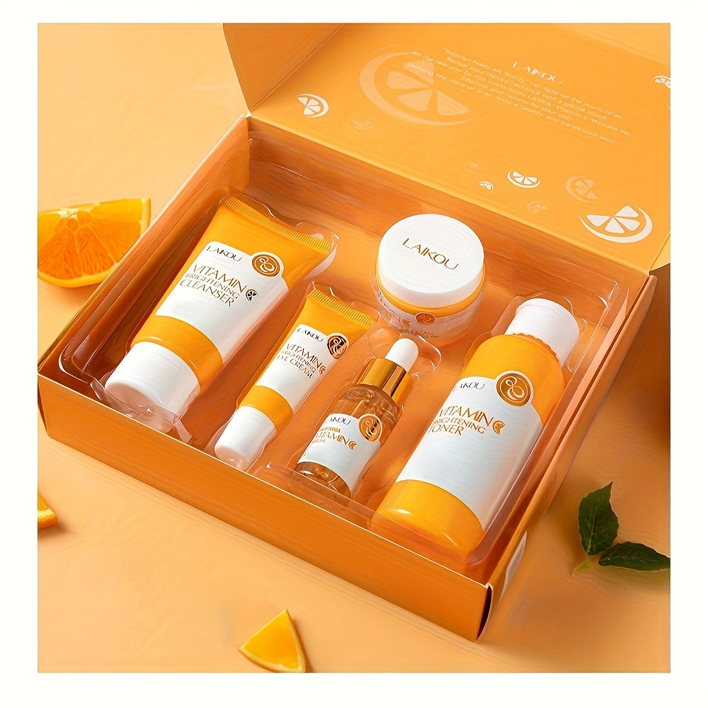 Vitamin C Skincare Set for All Skin Types Hypoallergenic Moisturizing 5-Piece