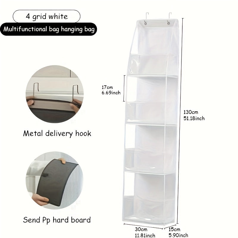 Over-the-Door Hanging Organizer with 4 Shelves Wall-Mounted Space Saver Polyester