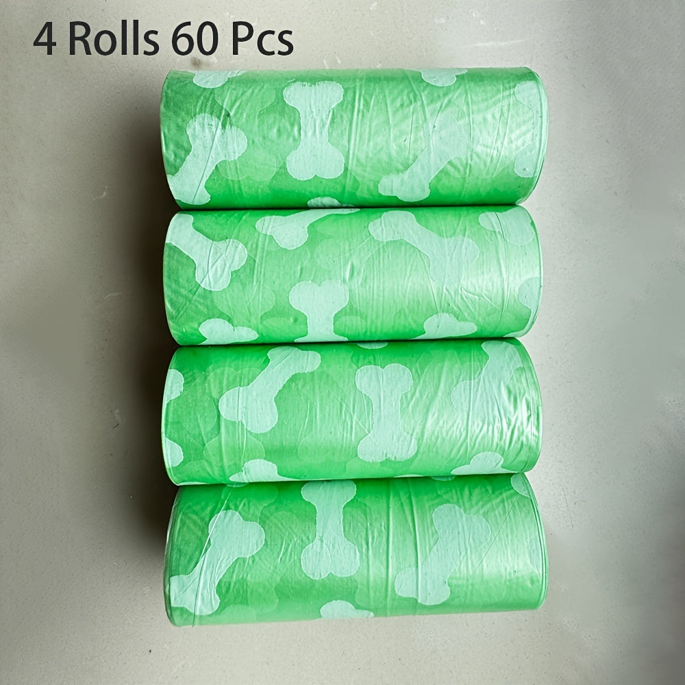 60-Pack Dog Waste Bags Leak-Proof Bone Print Easy-Tear Polyethylene Outdoor Cleanup