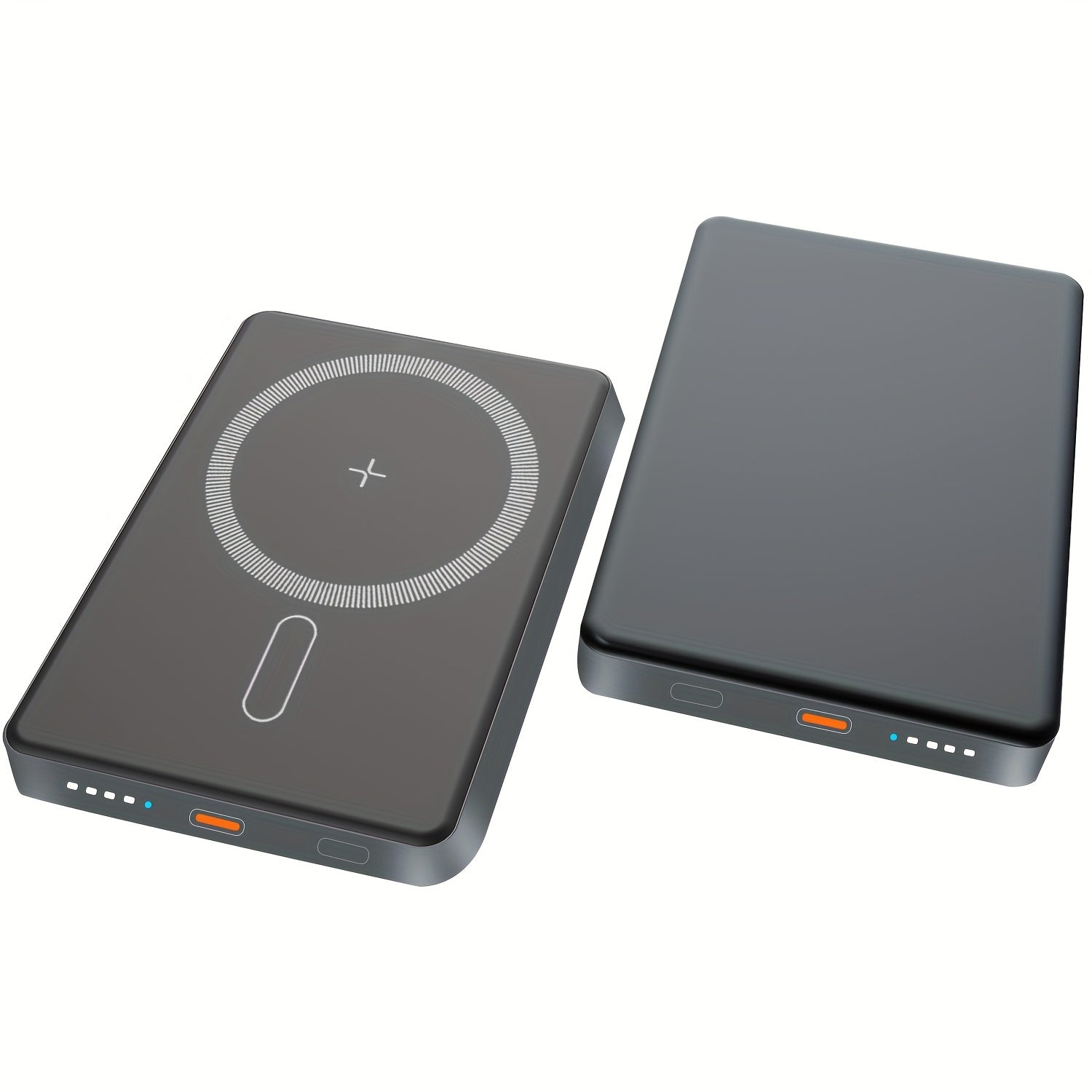 Алюминиевый беспроводной внешний аккумулятор с быстрой зарядкой для iPhone и Android, идеален для путешествий и экстренных ситуаций.