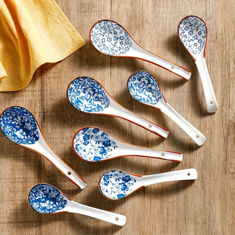 Ceramic Soup Spoons Set for Ramen and Soup Eating, Japanese Creative Design