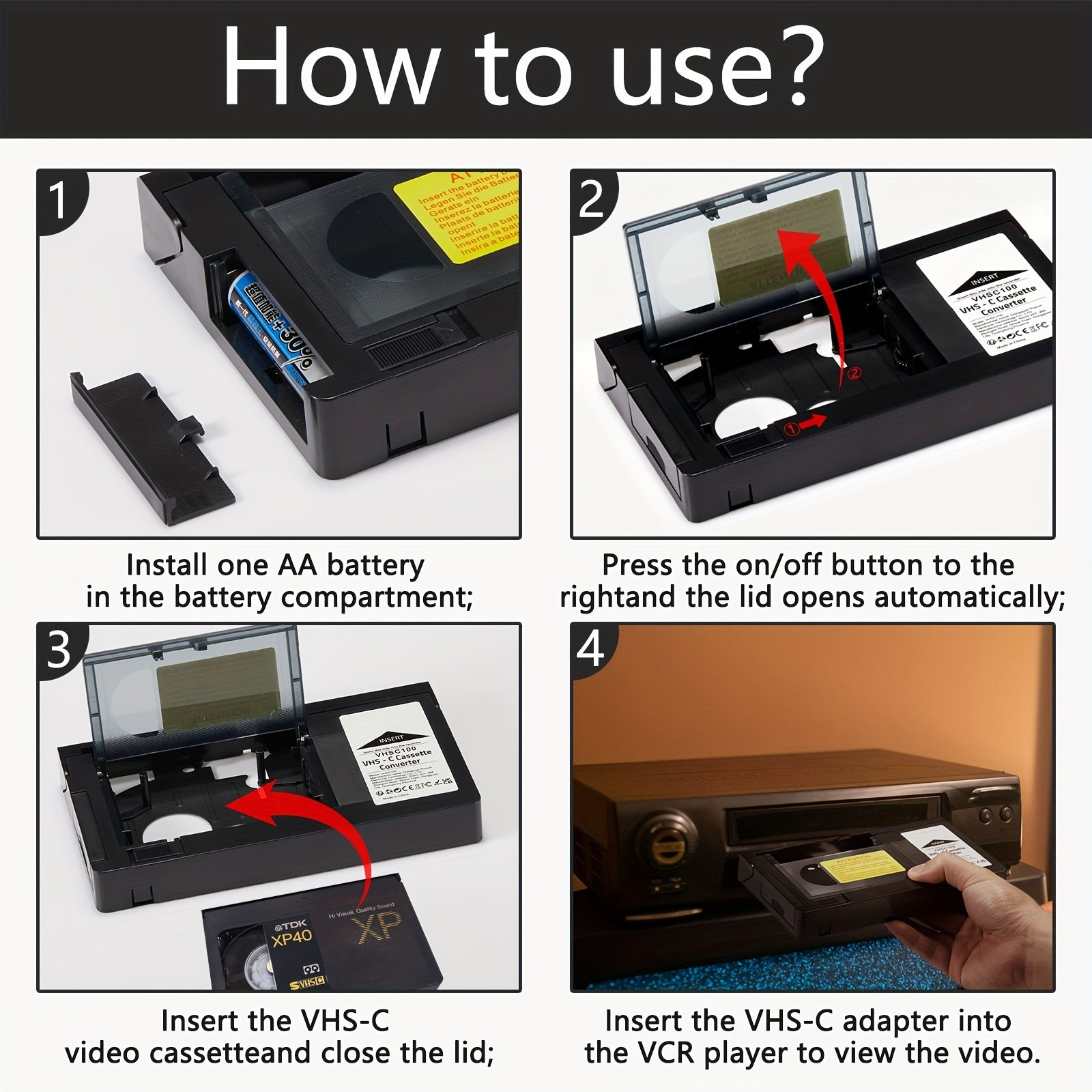 Корпус для конвертера Retro VHS в VHS, не требует батарей, совместим с VHS-кассетами, винтажный аксессуар для VHS