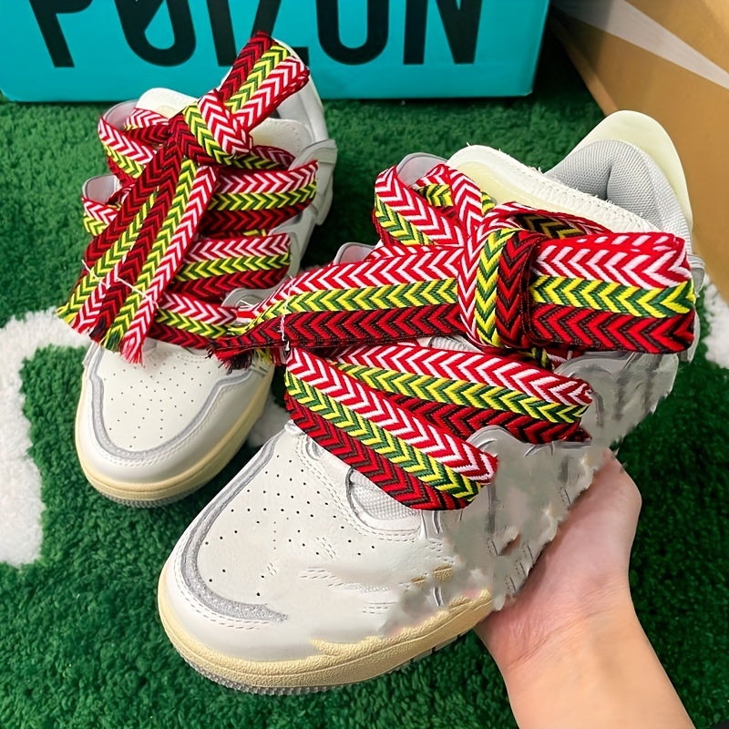 Unisex Flat Shoelaces for Sneakers Multicolor Zigzag Durable 120-160cm