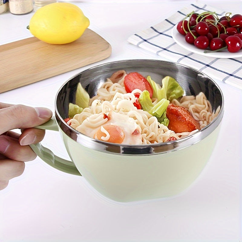 Stainless Steel Noodle Bowl with Lid and Handle for Rice Soup and Noodles