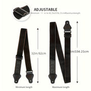Leather Guitar Strap with Pick Holders Adjustable 2 Inch Black for Acoustic Electric Bass