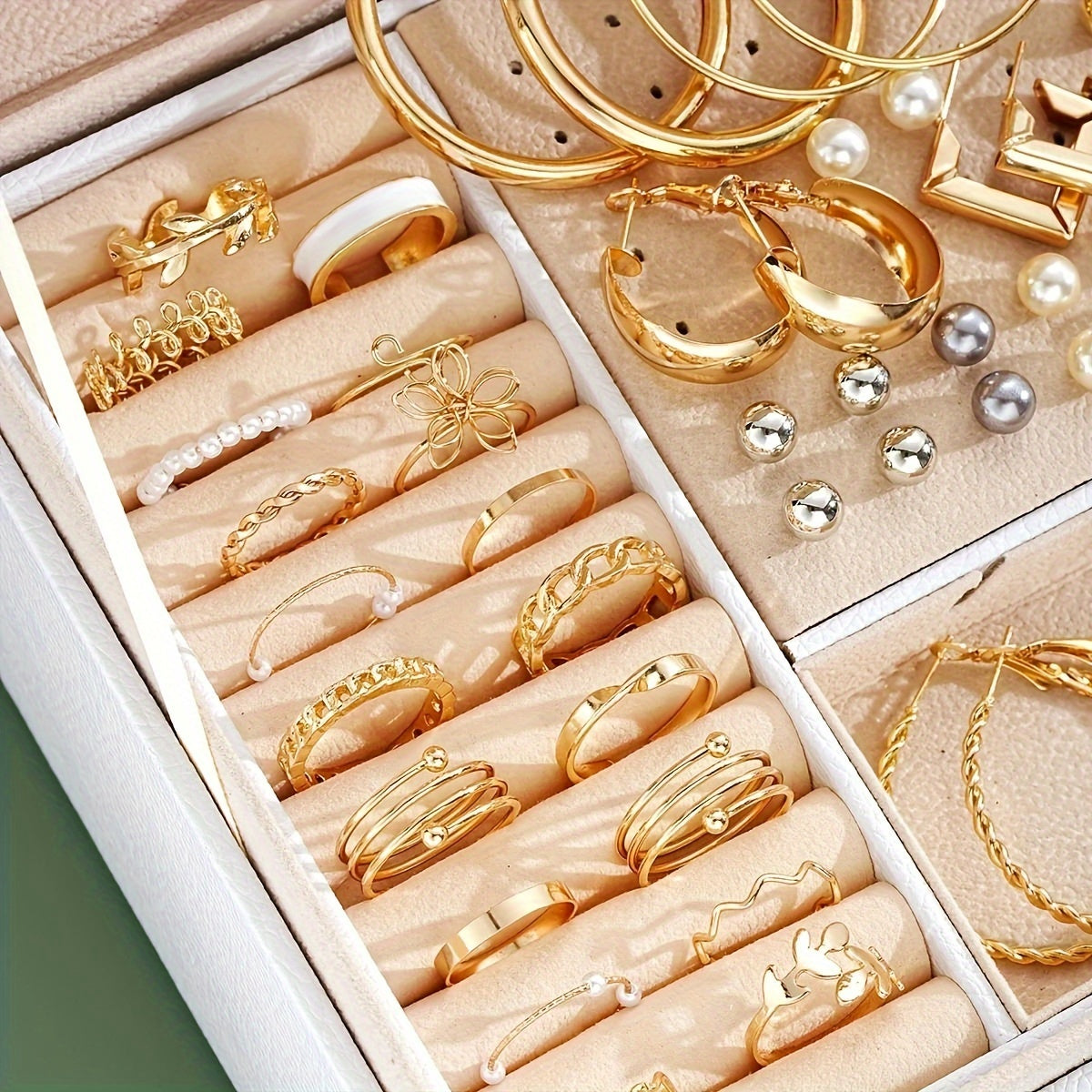 Women’s Jewelry Set 91/114 Pieces Faux Pearls Rhinestones Earrings Rings Necklaces Bracelets