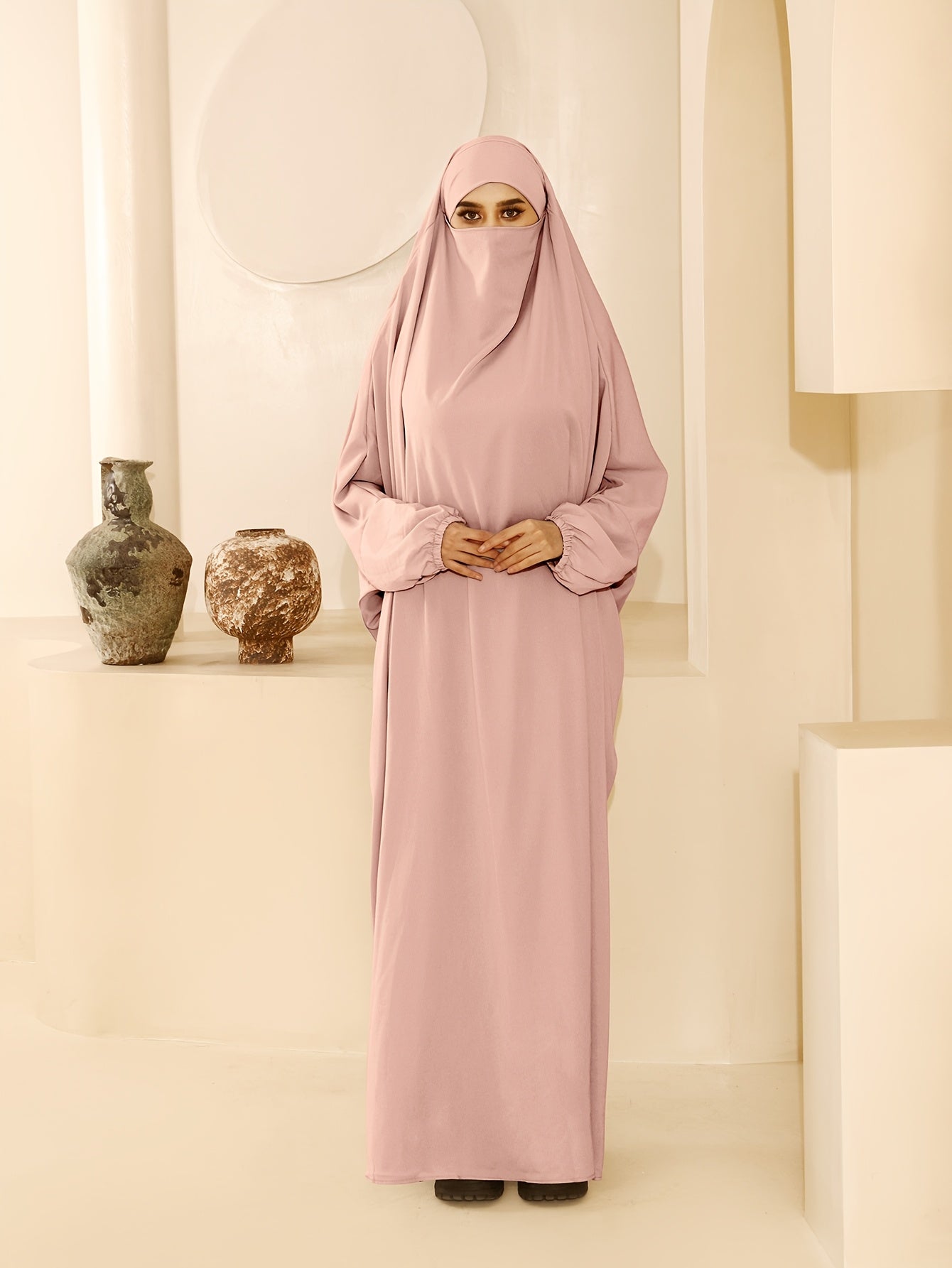 Abaya para mujer de talla grande, bata de ajuste suelto, kaftan largo sin mangas, con abertura frontal, de color sólido