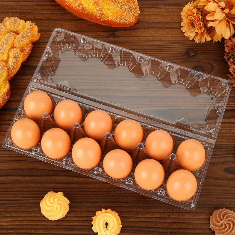 30-Pack Clear Plastic Egg Cartons Reusable Egg Trays Hold 12 Eggs for Farm Market