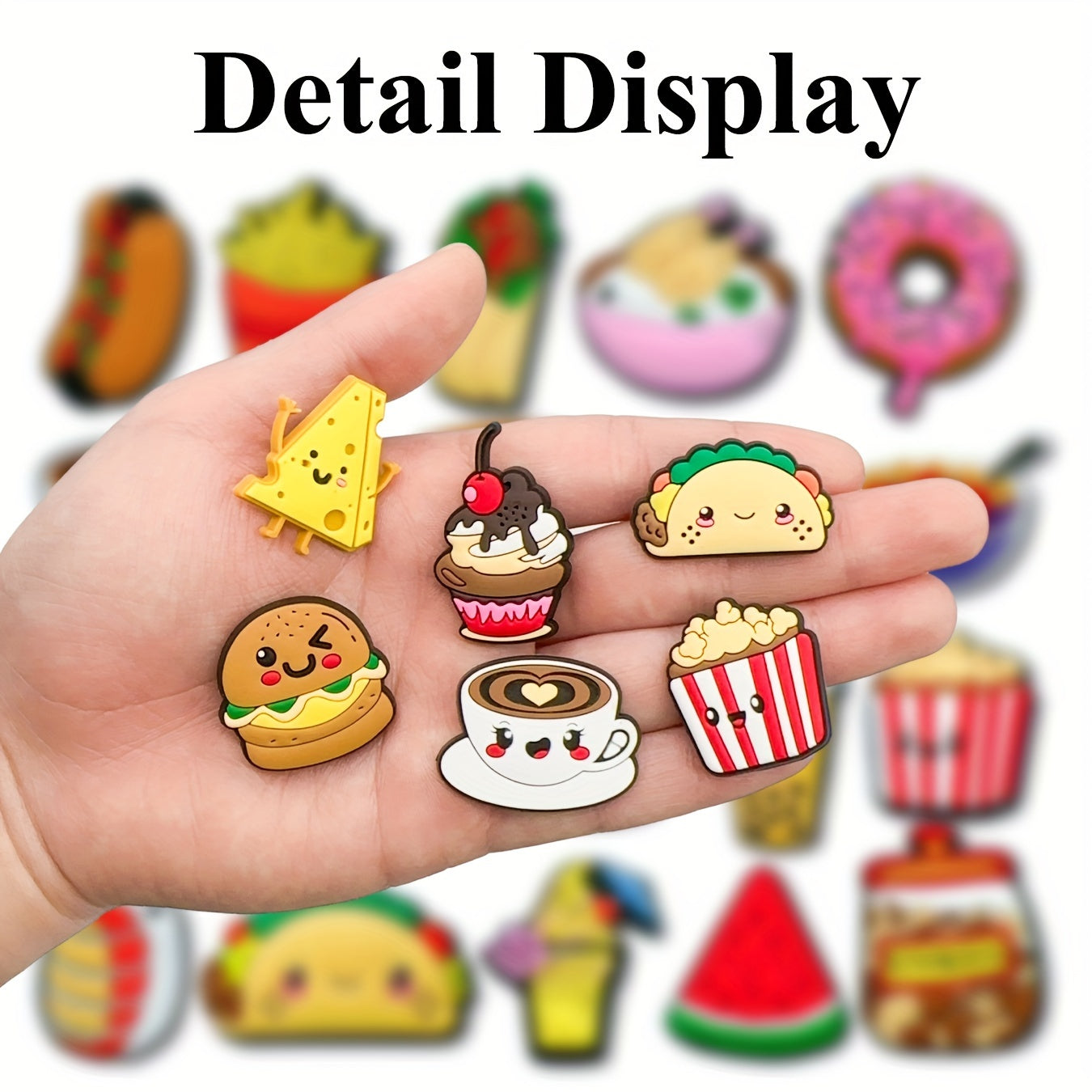 20 dona plastik poyabzal charm'lari uchun klogs sandalilar ajraladigan chiroyli aksessuarlar