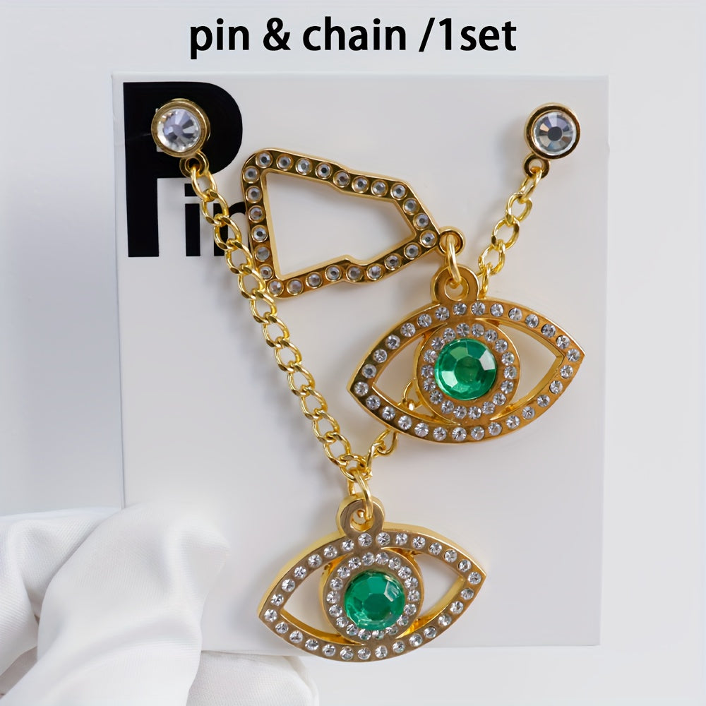 Sparkling Brooch Hat Pin and Chain Set for Women, New Year Gift