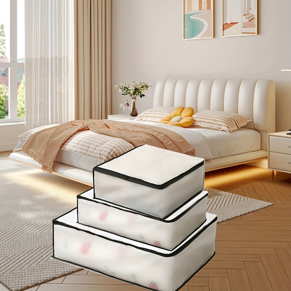 Bolsa de almacenamiento de edredón transparente a prueba de humedad, organizador de ropa bajo la cama