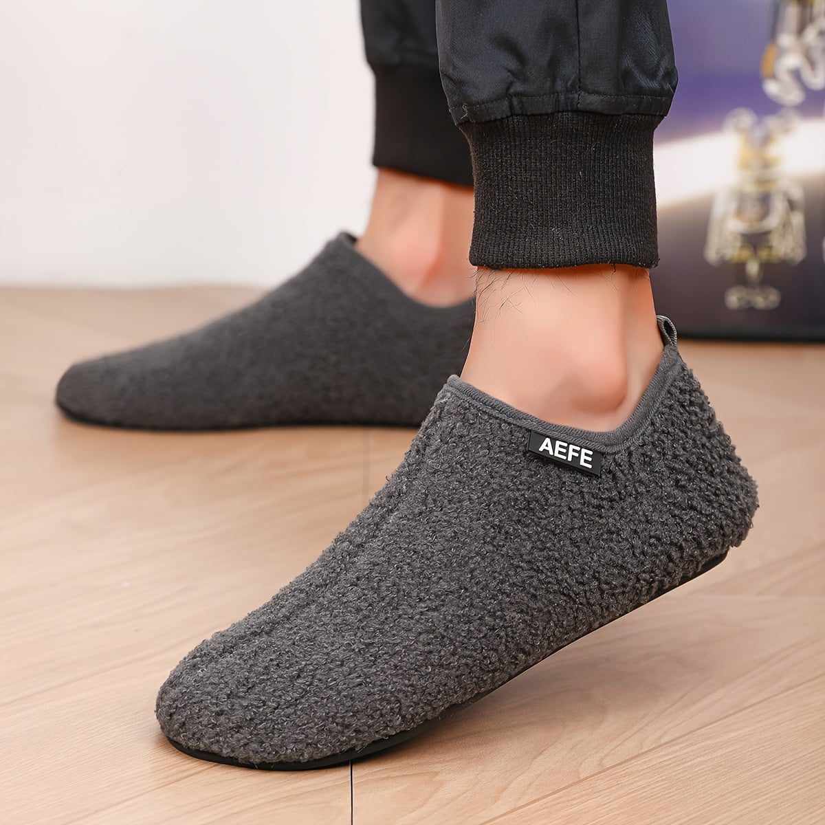Men's Casual Slippers with Breathable Fabric Upper and Non-Slip Rubber Sole