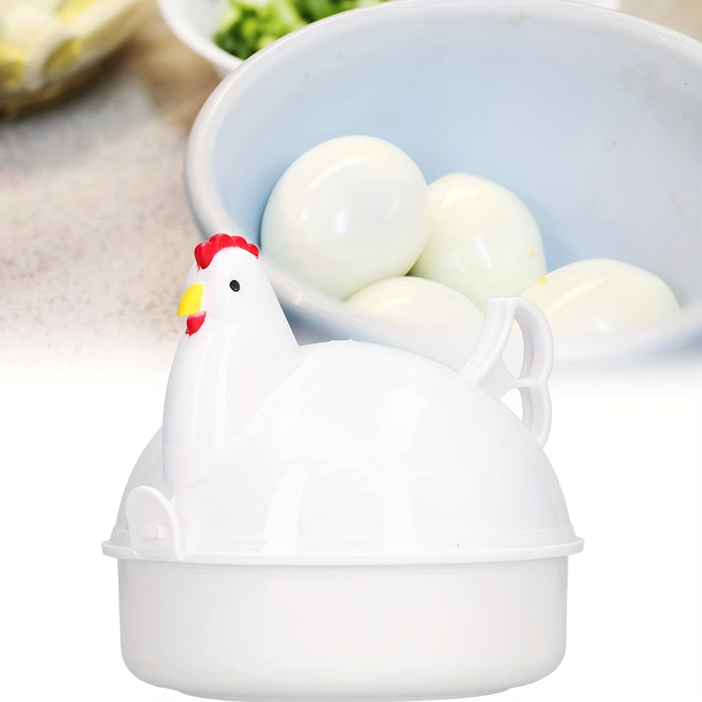 Cocedor de huevos con forma de pollo para 4 huevos, mini vaporizador de plástico, cazuela para huevos, herramienta de cocina
