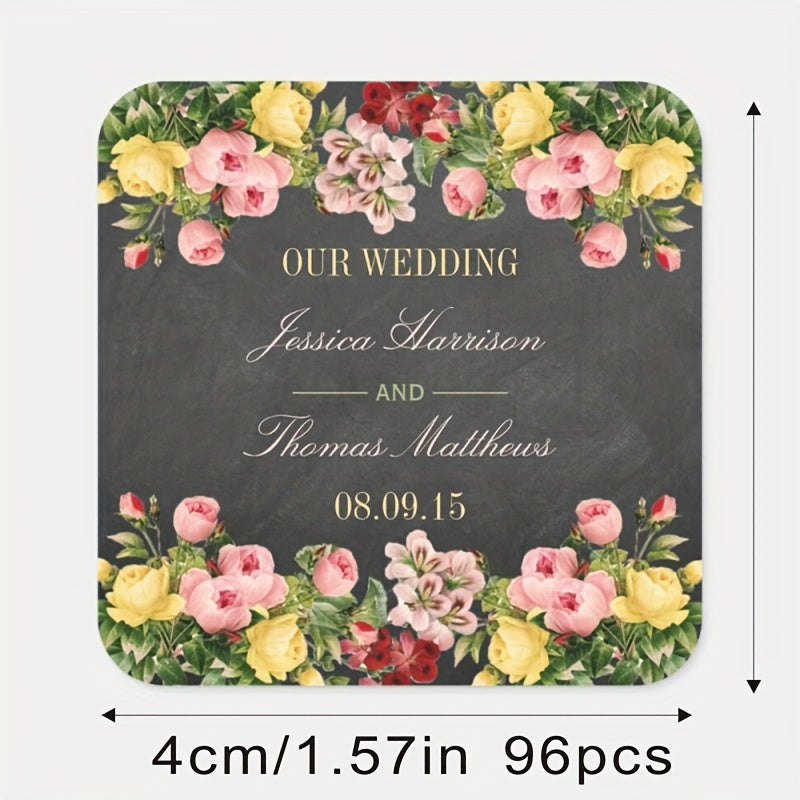 Shaxsiylashtirilgan To'y Sovg'alari Stikerlari - Maxsus Rahmat Etish Etiketkalari, Kvadrat Shakl (3.81-5.99sm), Qog'ozdan Yasalgan, Kelin To'y va Party Sovg'alari uchun Ism va Sana Kiritilgan (Turli Miqdorlarda Mavjud)