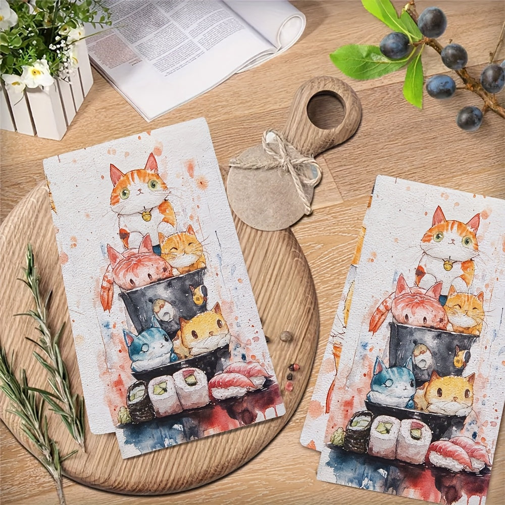 2 ta oshxona sochiq to'plami, Sushi Squad dizayni, juda yumshoq va yuqori so'ruvchan idish qo'l sochiqlari, bayram bezaklari uchun mukammal, mashinada yuvish mumkin, o'lchami: 16x24 dyuym - Mahsulot kodi: 2KYSYS1218396