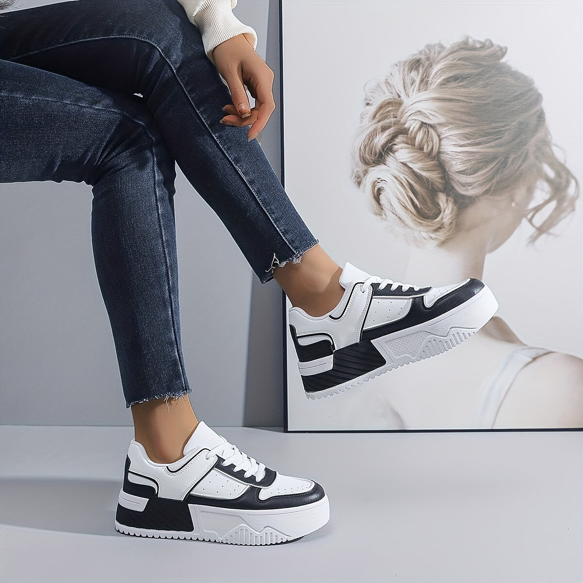 Women’s Fashion Sneakers Women’s Casual Lace-Up Sports Shoes with Wedge Heel