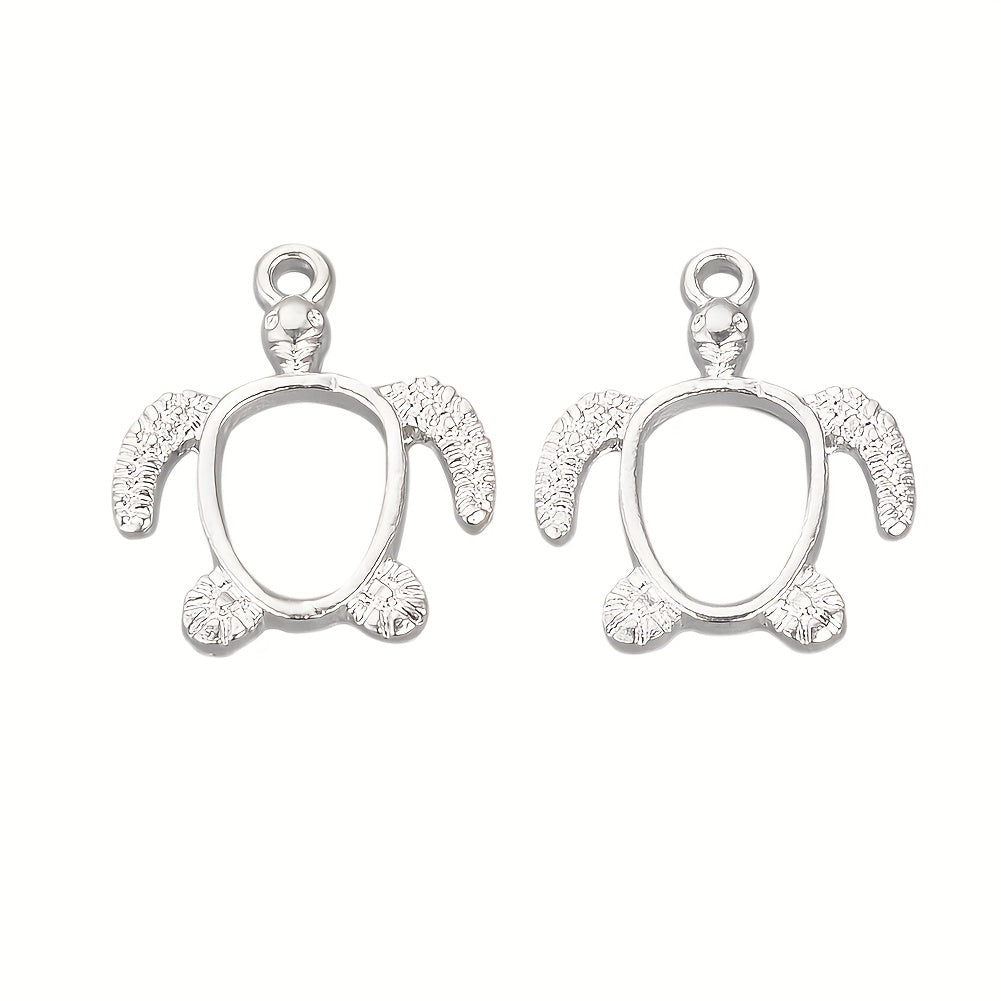 Twenty Pieces of Silvery Turtle Alloy Pendants for Resin Jewelry Making 21.5x18.5mm