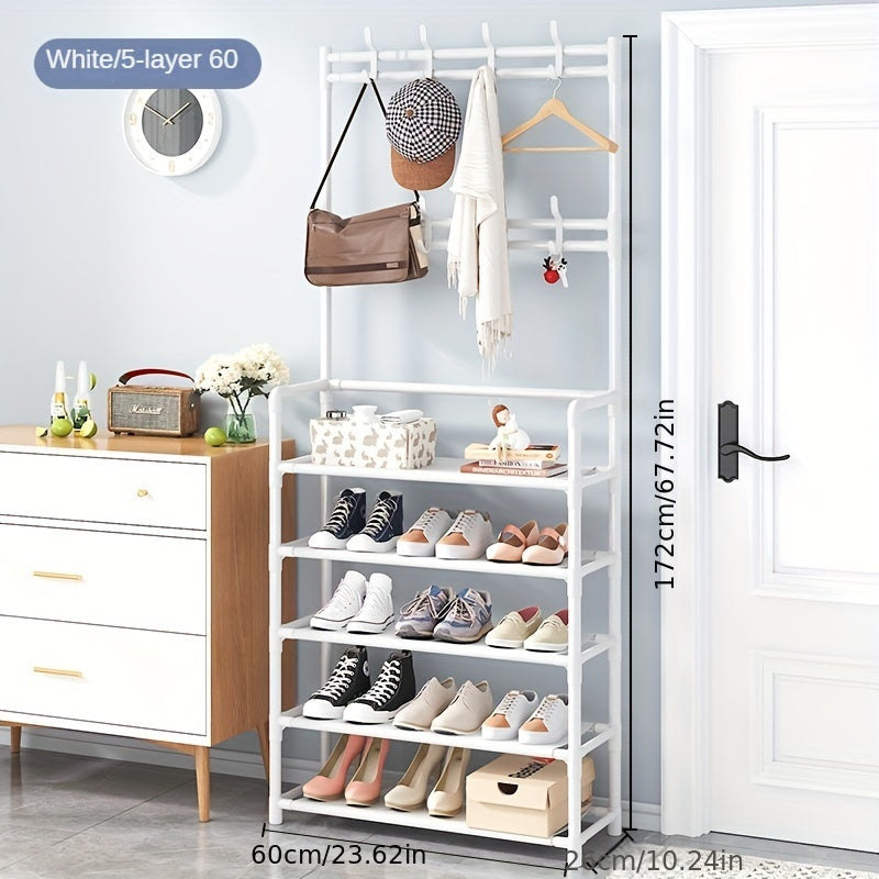 Entryway Organizer with Coat Rack Shoe Storage Hooks and Shelf for Home Entryway
