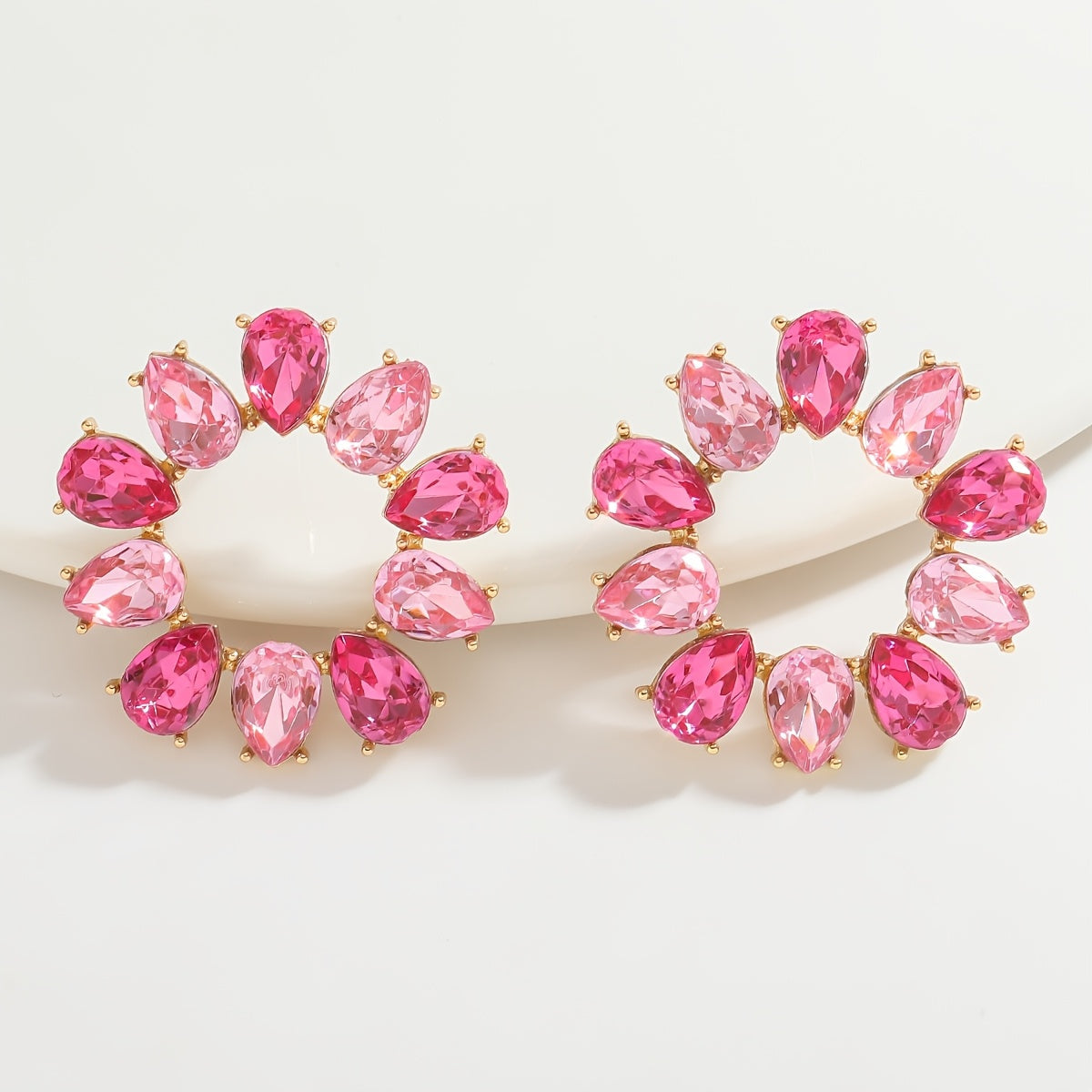 Pink Heart Crystal Winged Drop Earrings for Weddings and Parties