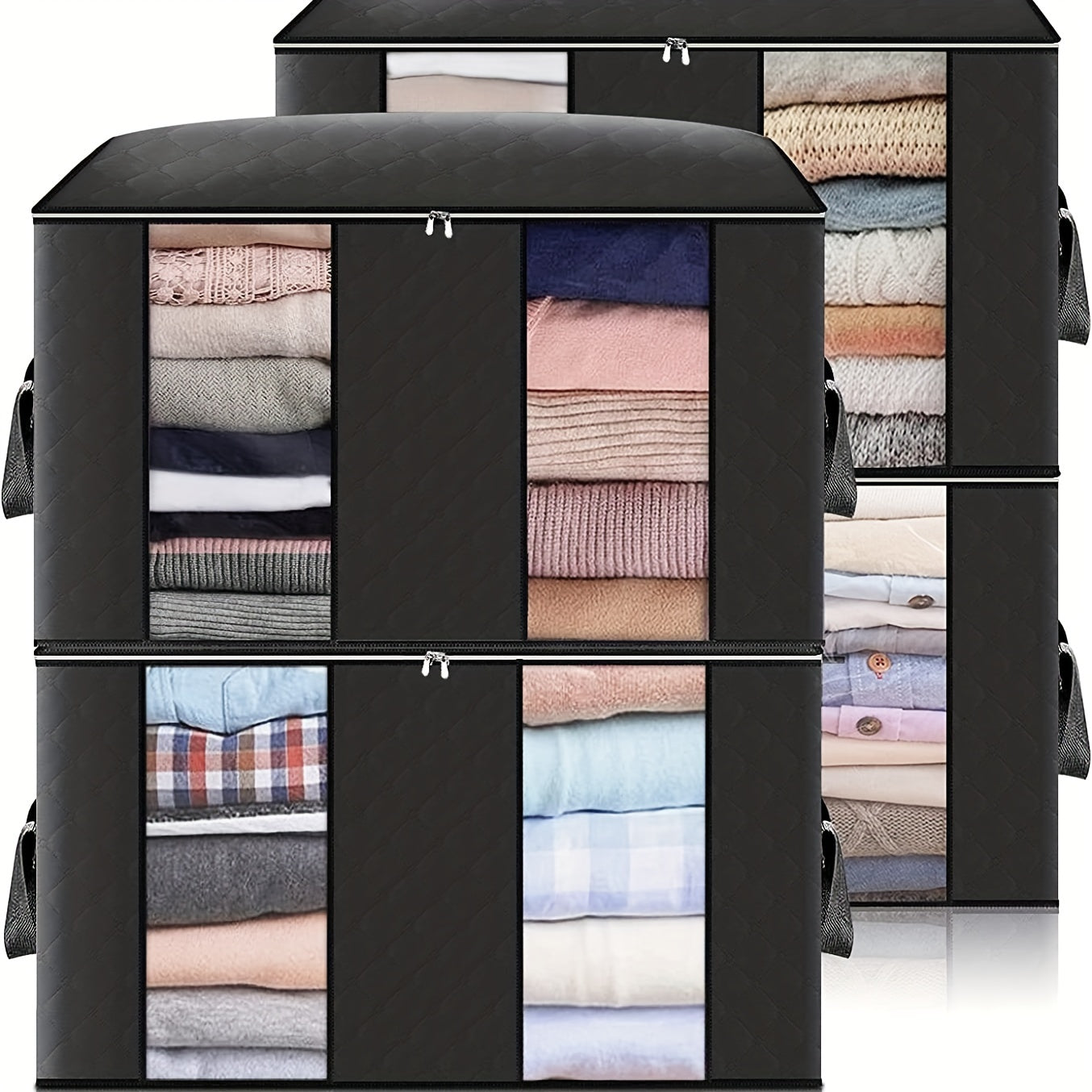 Keng mato kiyim saqlash sumkasi 90L, tutqich va shaffof oynali