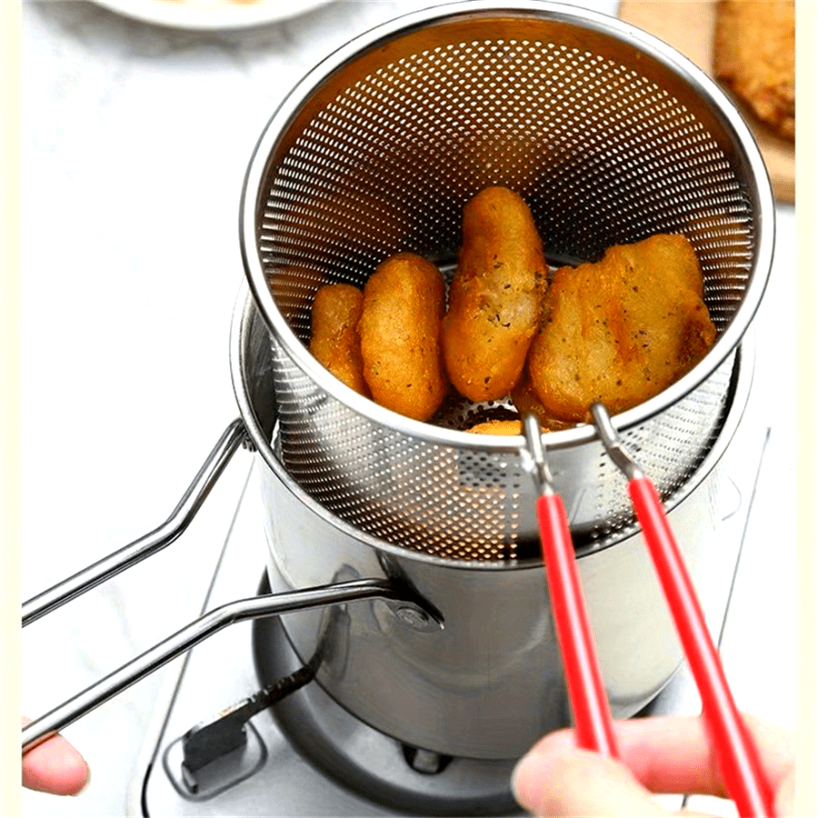 Deep Fryer Stainless Steel 1.2L Capacity with Perforated Basket for Electric Gas Stoves