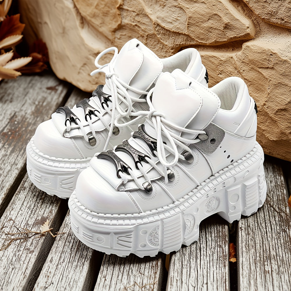 Ayollar uchun Punk Y2K tizzaboti, qalin EVA taglik va metall aktsentlar bilan