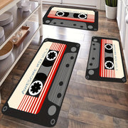 Alfombra de cocina antideslizante, absorbente y resistente a las manchas con diseño de casete rojo, en varios tamaños