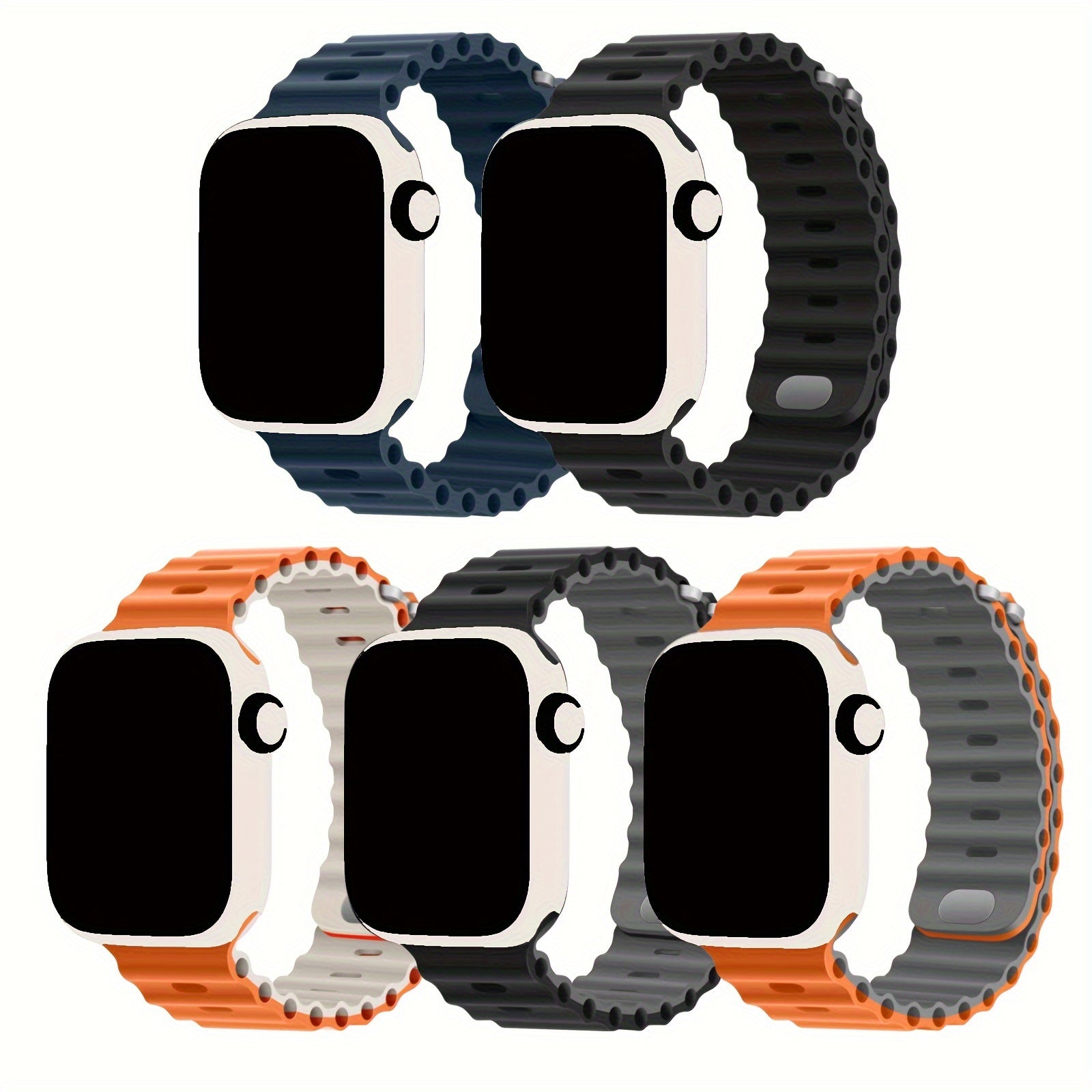 Waterproof Silicone Ocean Band for Apple Watch Series 1-9 Ultra SE 38mm-49mm Smartwatch Band
