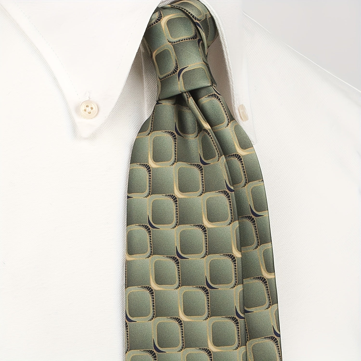 Men's Vintage Print Polyester Necktie with Abstract Geometric and Floral Pattern for Casual Street Style