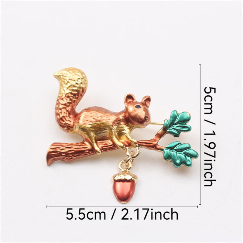 Gothic Style Enamel Squirrel Brooch Pin for Wool Sweaters Jackets