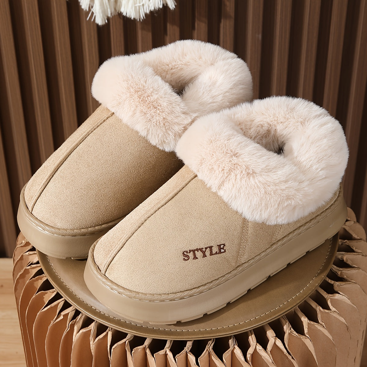 Women's Winter Warm Slip-On Slippers Casual Round Toe House Shoes