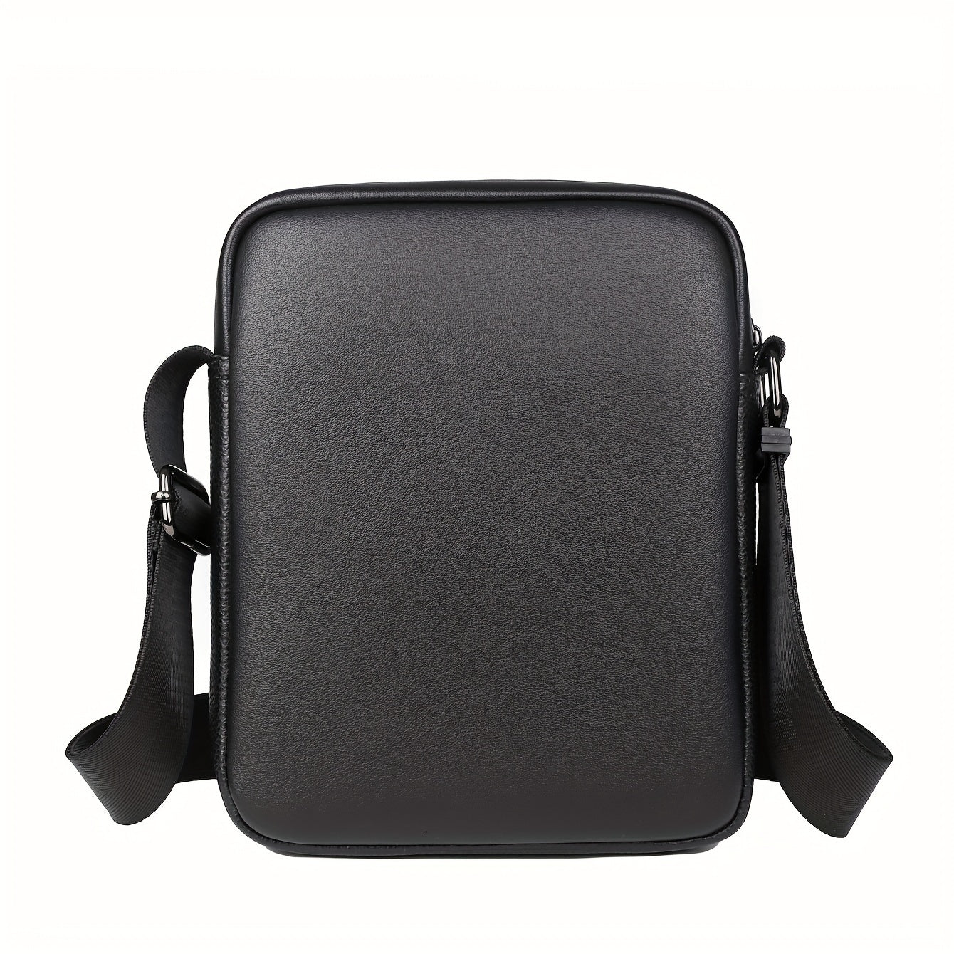 Men's Black Crossbody Bag with Adjustable Strap and Lychee Texture for Travel and Casual Use