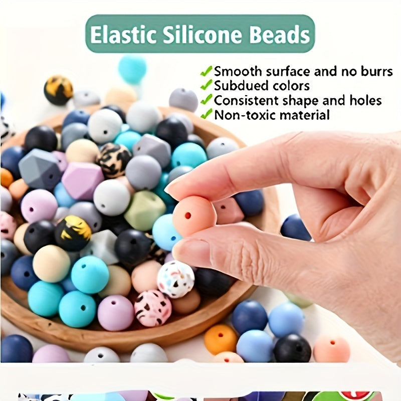 Kit de fabricación de joyería con cuentas de silicona, 69 piezas, borlas y cuerda para llaveros y manualidades