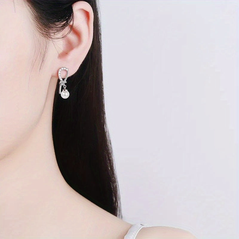 Women's Stud Earrings with Freshwater Pearl for Weddings and Parties 2.3G