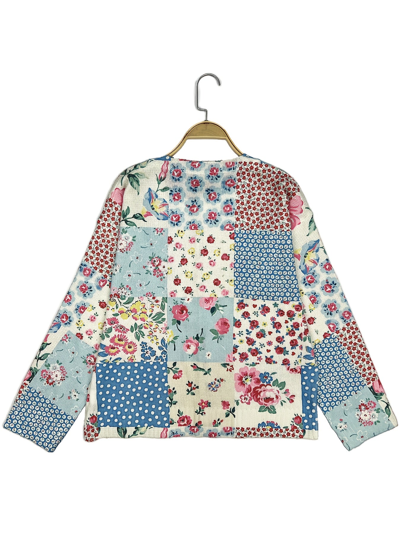 Plus Size Women's Floral Print Cardigan Lightweight Spring Fall Open Front Sweater