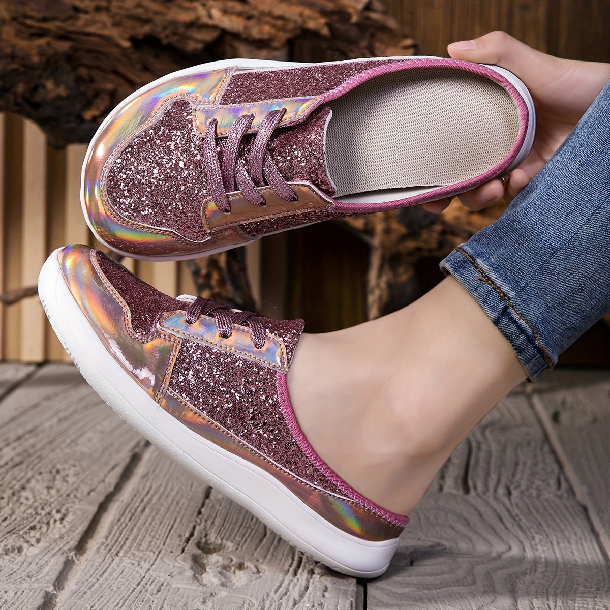 Women's Glitter Sequin Embellished Synthetic Cover Mules Breathable Summer Beach Shoes