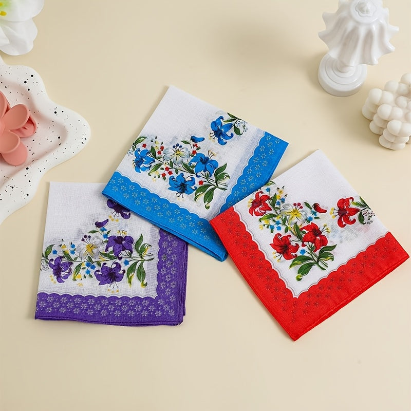Set of 6 Cotton Handkerchiefs for Men and Women Butterfly and Bird Prints Soft and Absorbent