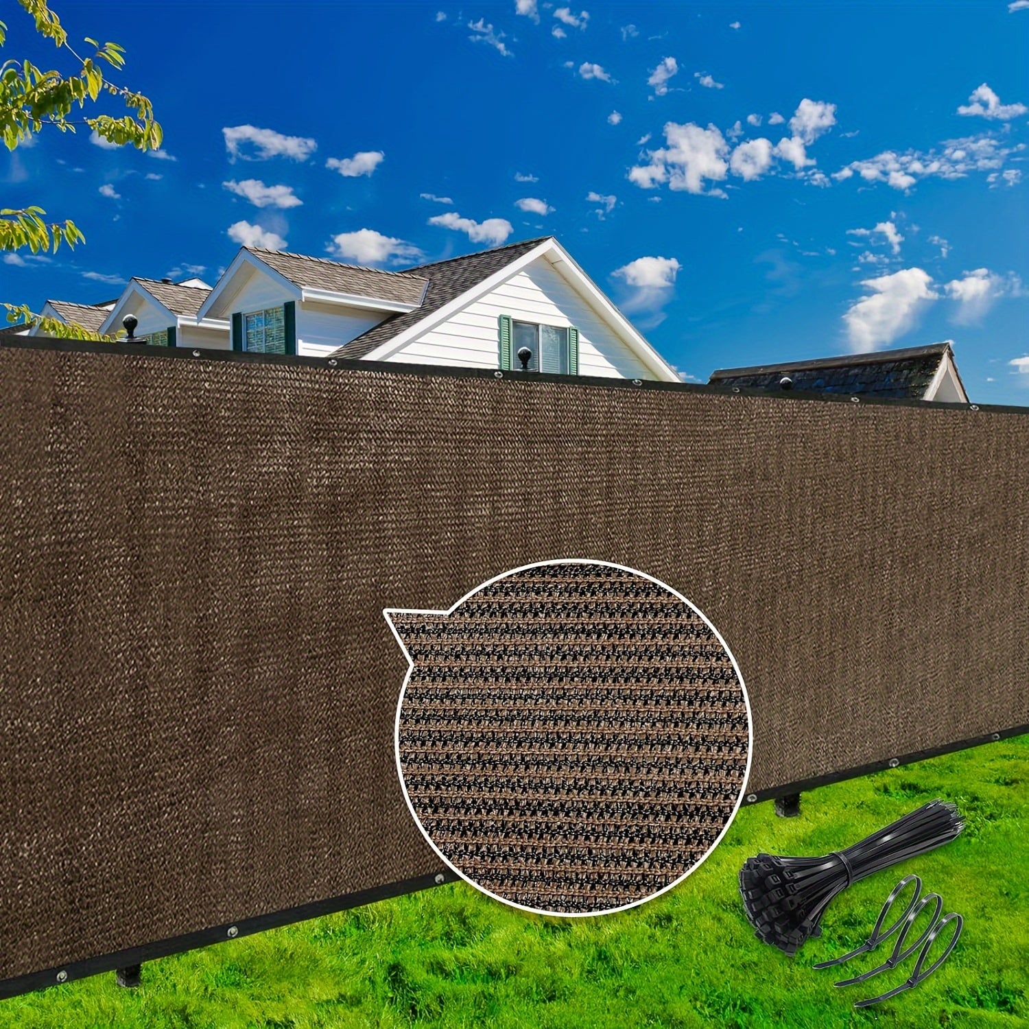 6-Foot Heavy Duty Privacy Fence Screen for Garden UV Protection Windproof Brown