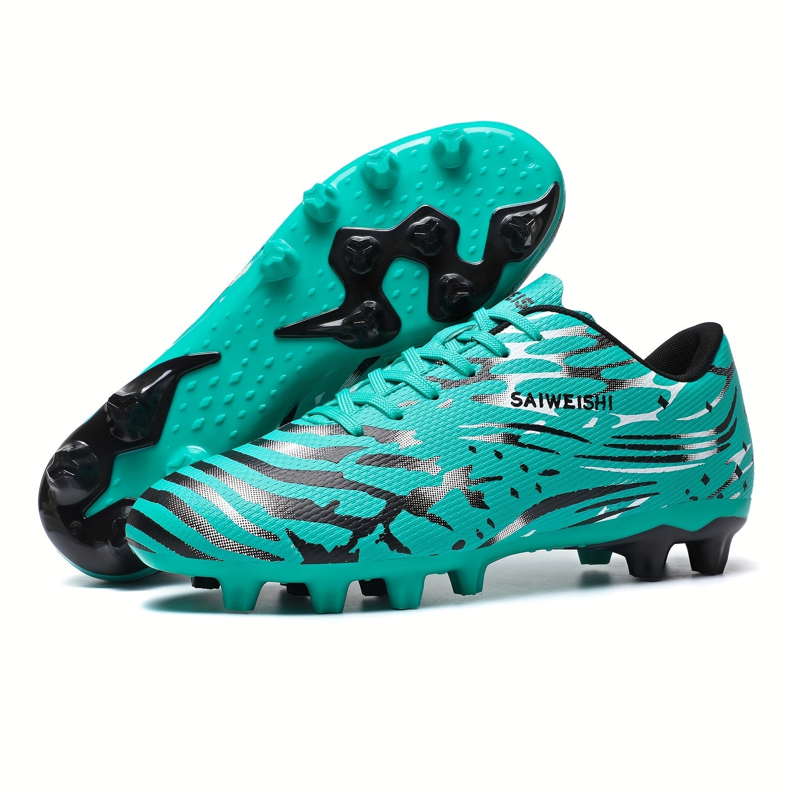 Men's Soccer Cleats Long and Turf Studs Universal Fit PU Upper Fabric Lining TPU Sole High Traction Durable