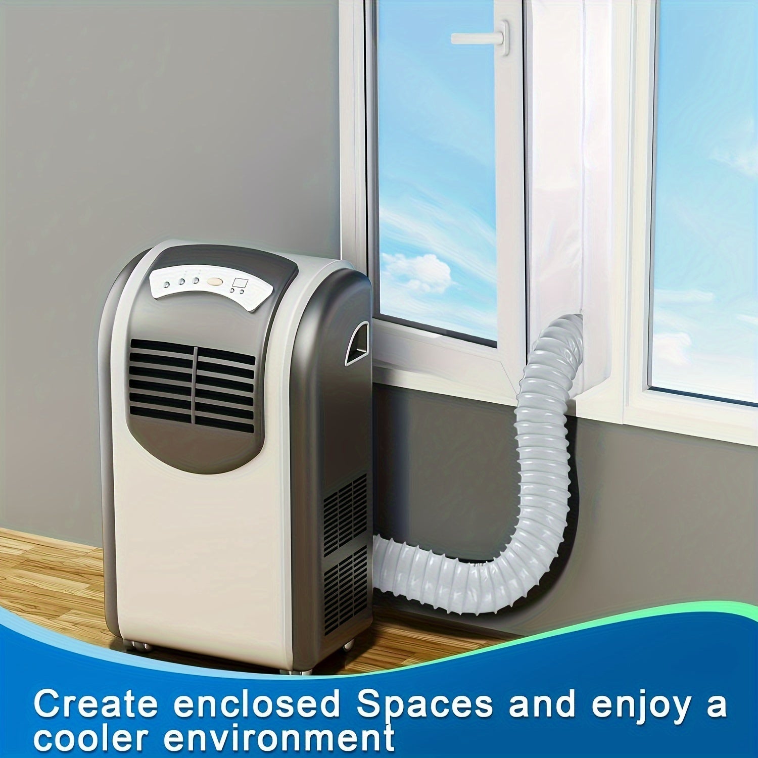 Portable AC Window Seal Kit with Zipper and Adhesive Opening for Dryers and Air Conditioners