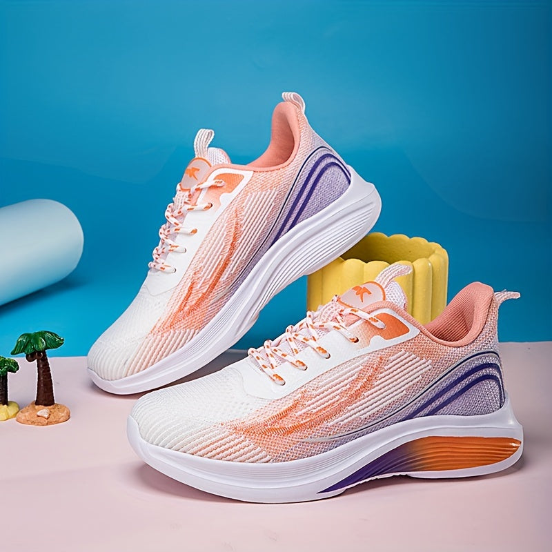 Women's Colorblock Casual Sneakers Breathable Fabric Lightweight Running Shoes